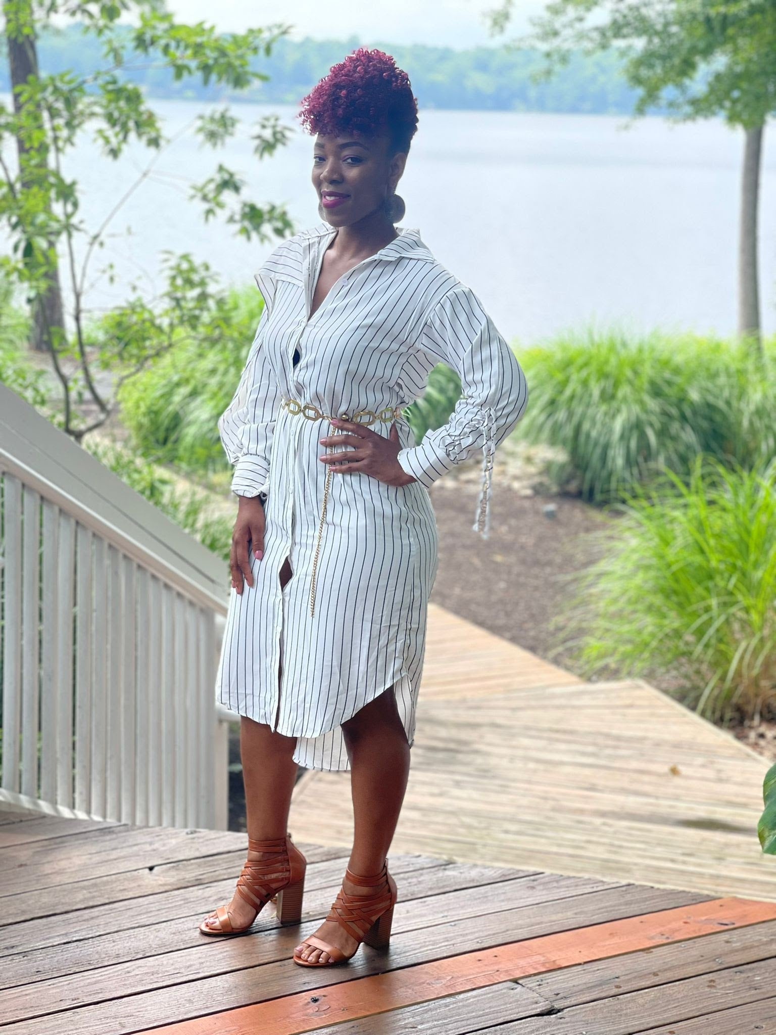Puff Sleeve Long Button up Shirt Dress (White) Beyond Style By Mo Puff Sleeve Long Button up Shirt Dress (White) Beyond Style By Mo